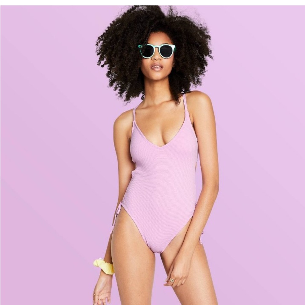 Stoney Clover x Target Women’s Deep V-Neck Textured One Piece Swimsuit Lavender